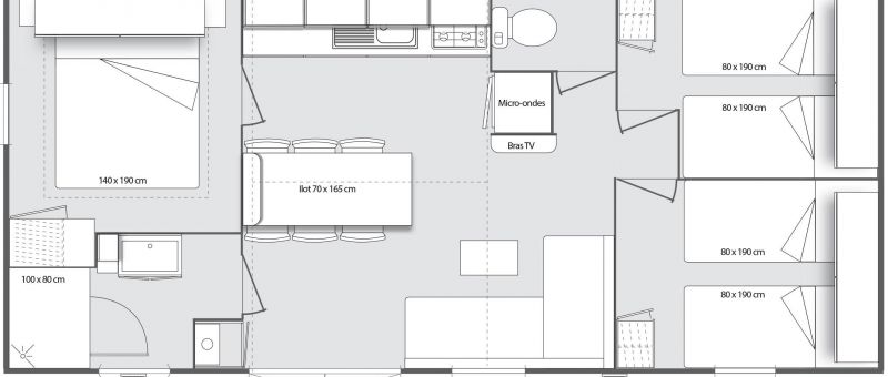 location mobil home 3 chambres luxe espace cottage camping bel air pornichet